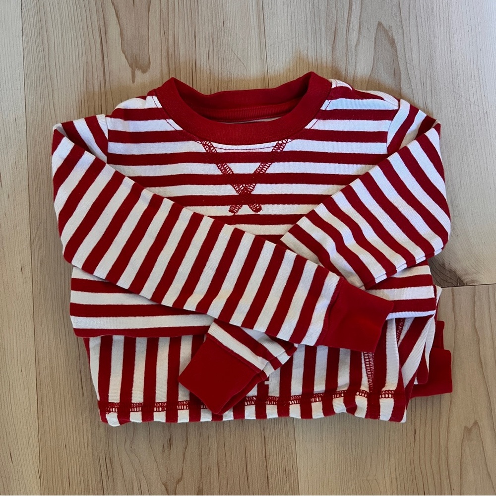 Primary Red and White Organic Cotton Christmas Pajamas 2-3yr